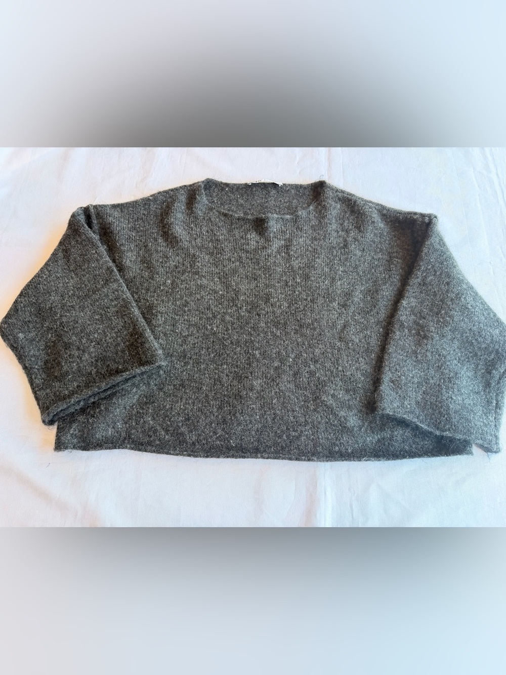 Zara Dark Charcoal Grey Chunky Cropped Sweater Size Small
